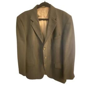 Oscar de la Renta Browns Sm Houndstooth 3 Button Wool Blazer Sport Coat Mens 46R